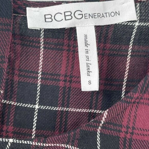 BCBGeneration Red Plaid Balloon Sleeve Blouse Womens Size Small Dark Academia - Picture 6 of 7